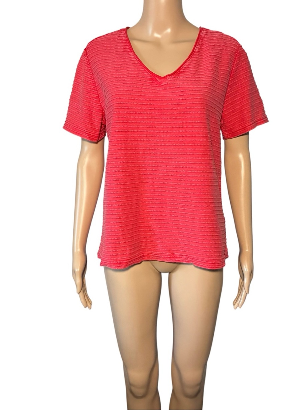 Natural Reflections Women's Blouse Size S/P Red Pullover V-Neck 100% Cotton